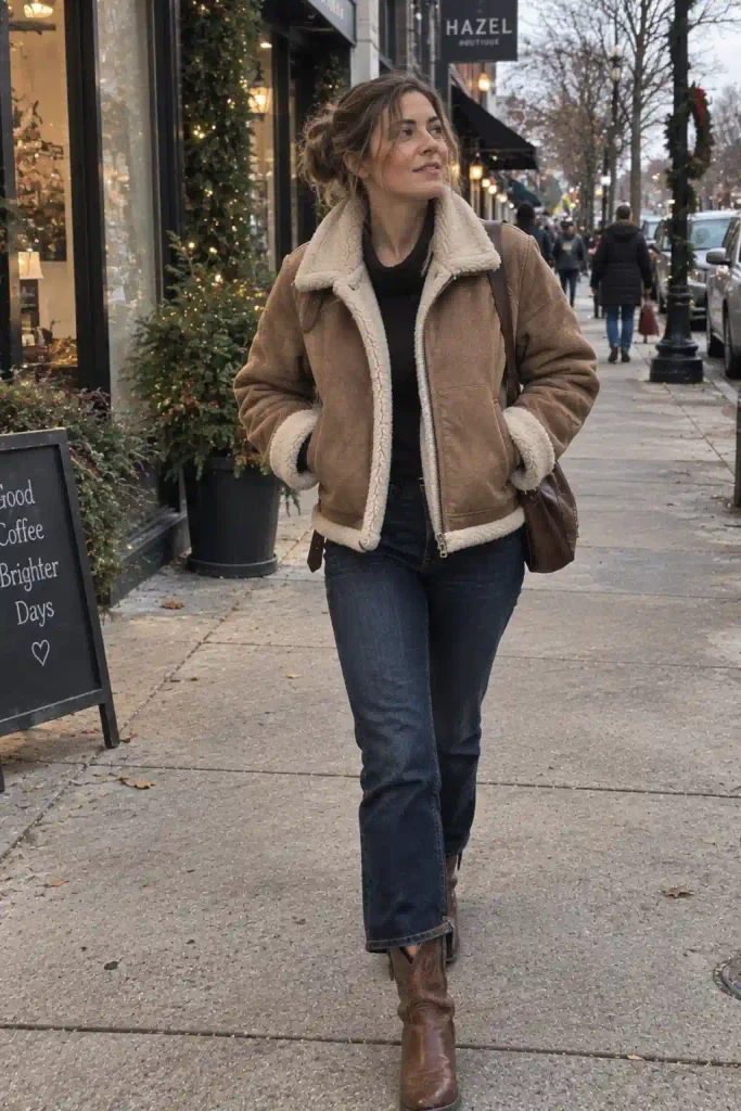 shearling or faux-fur lined jacket