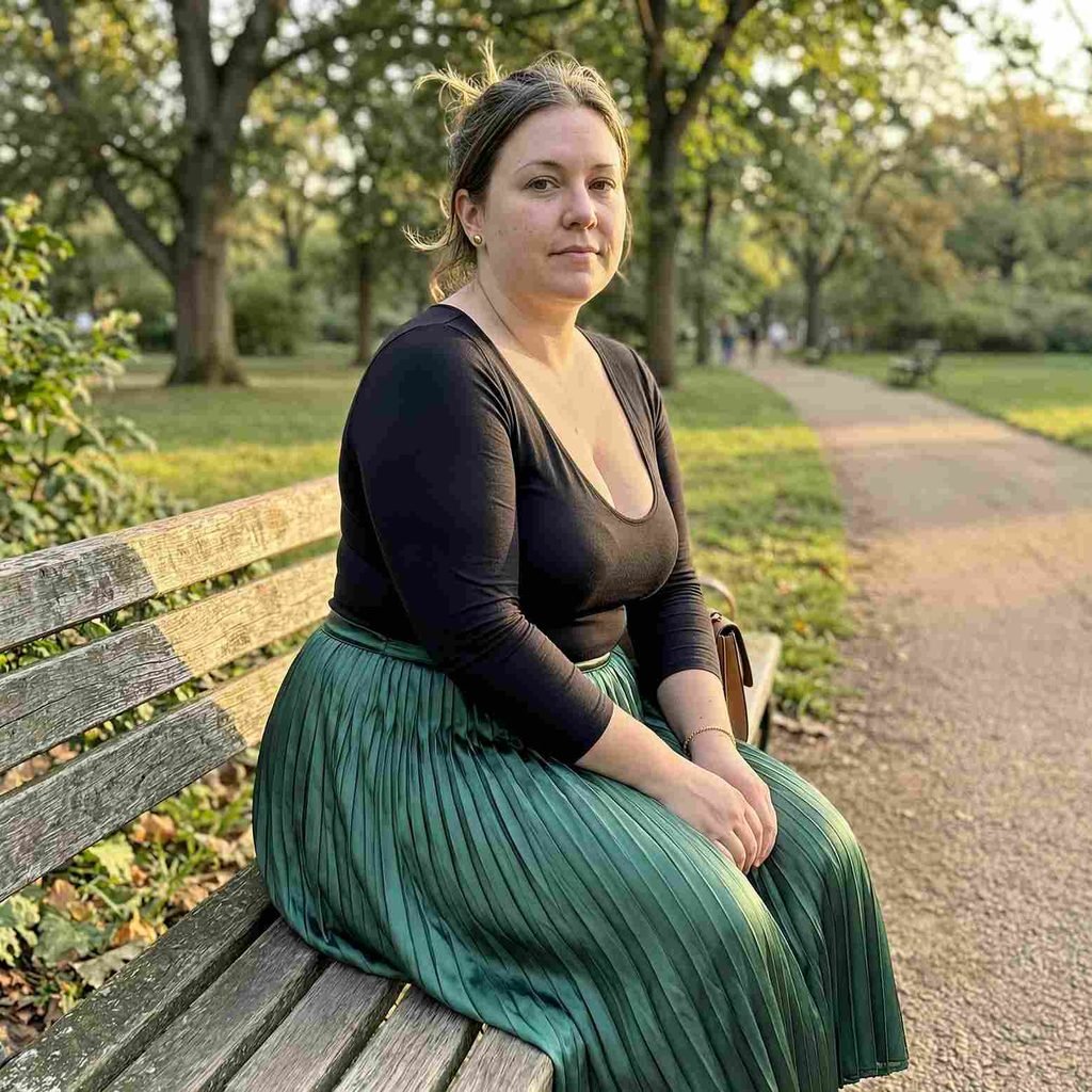 A midi skirt with a tucked bodysuit