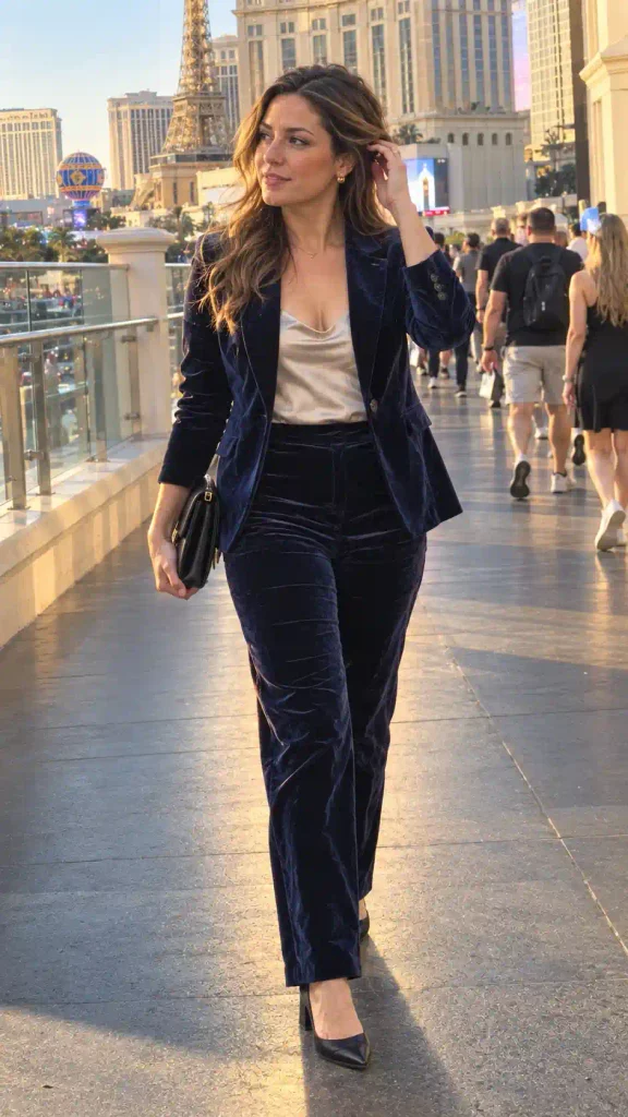 A velvet blazer set