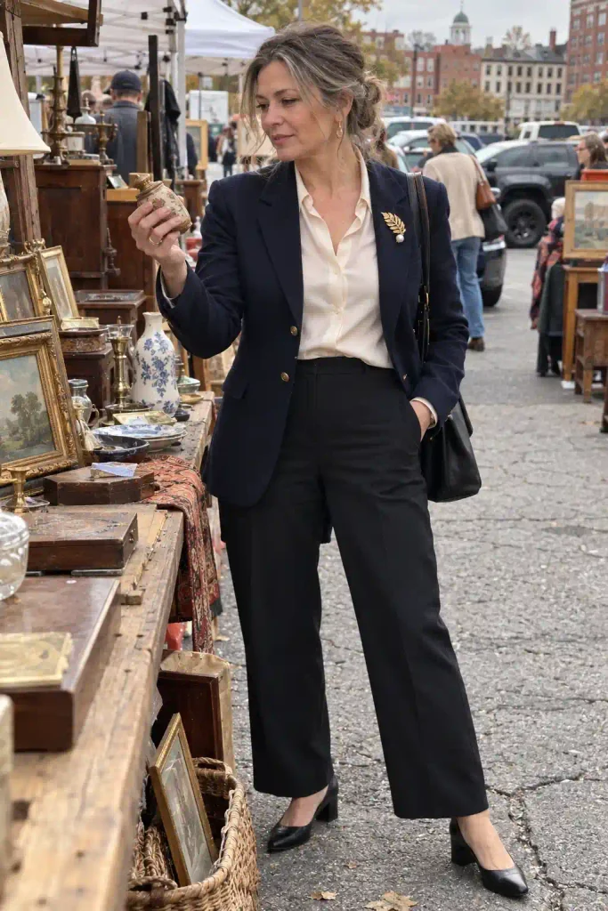 A vintage brooch on the lapel