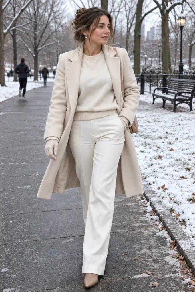 All-white winter outfit