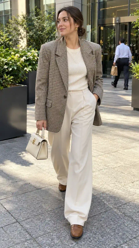 Beige check blazer