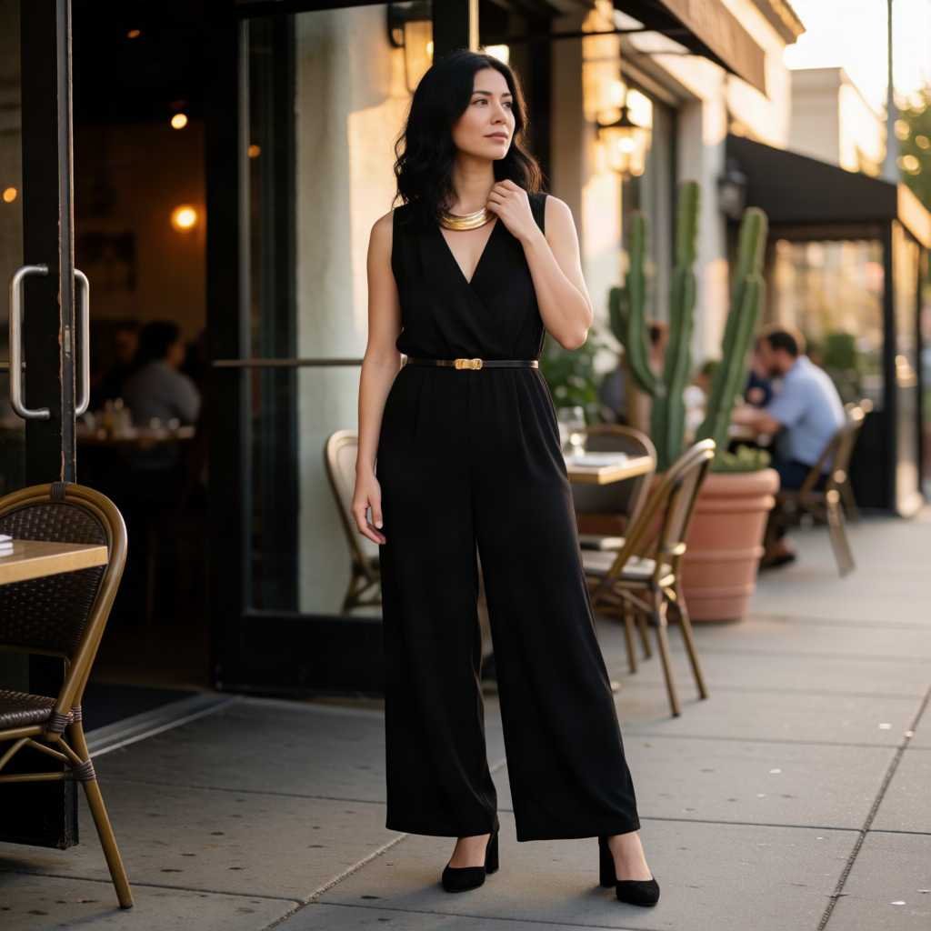 Black crepe jumpsuit