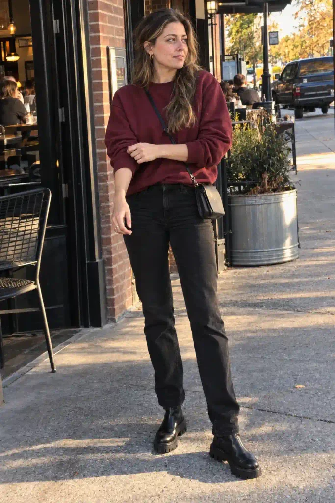 Black jeans and chunky boots