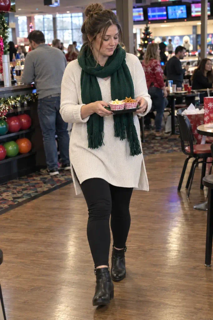 Black leggings with a longline tunic