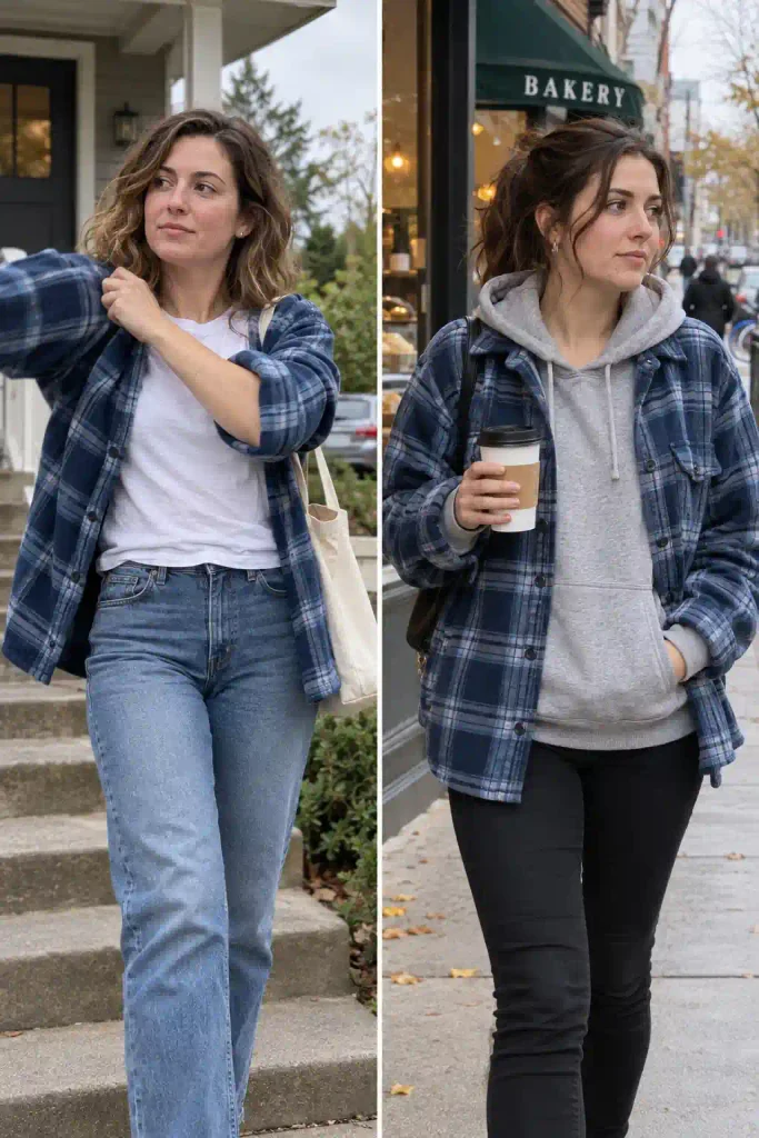 Black skinny jeans and a gray hoodie