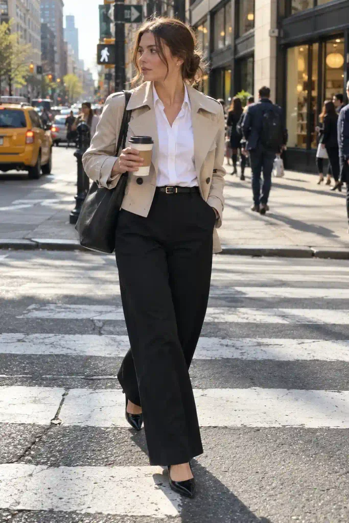 Black tailored trousers