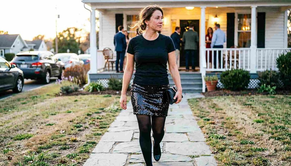 Black tee with a sequin skirt