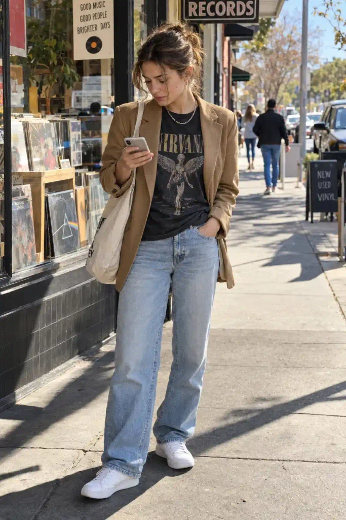 Blazer with a graphic tee