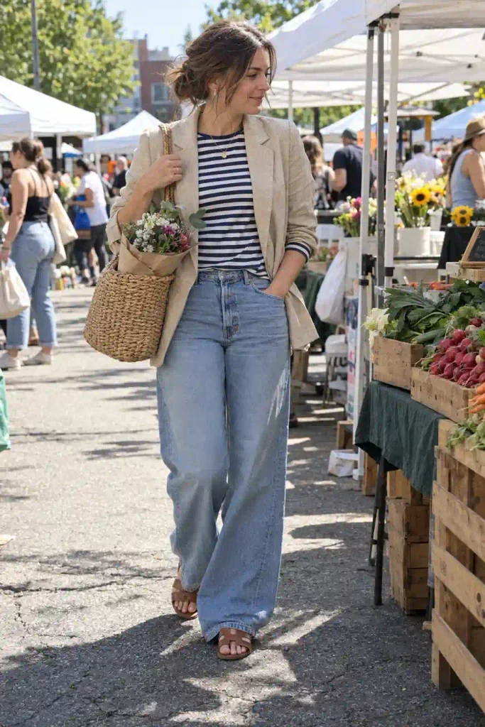 Breton stripe top with wide-