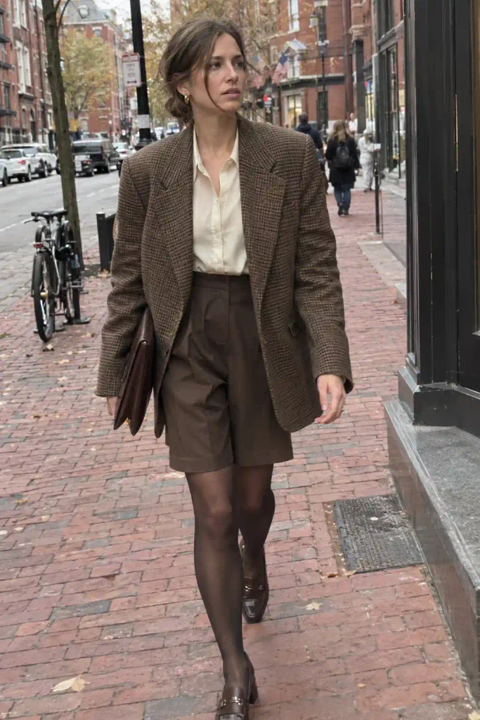Brown check blazer with
