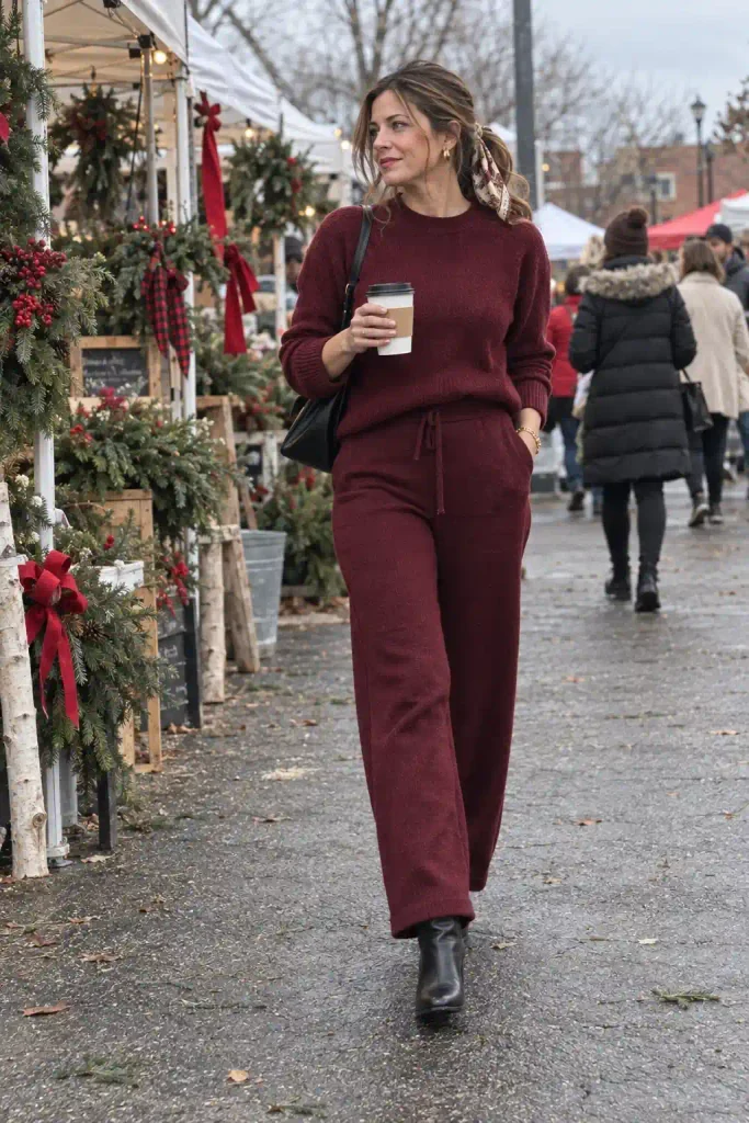 Burgundy matching knit set