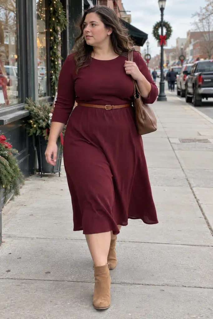 Burgundy midi with sleeves