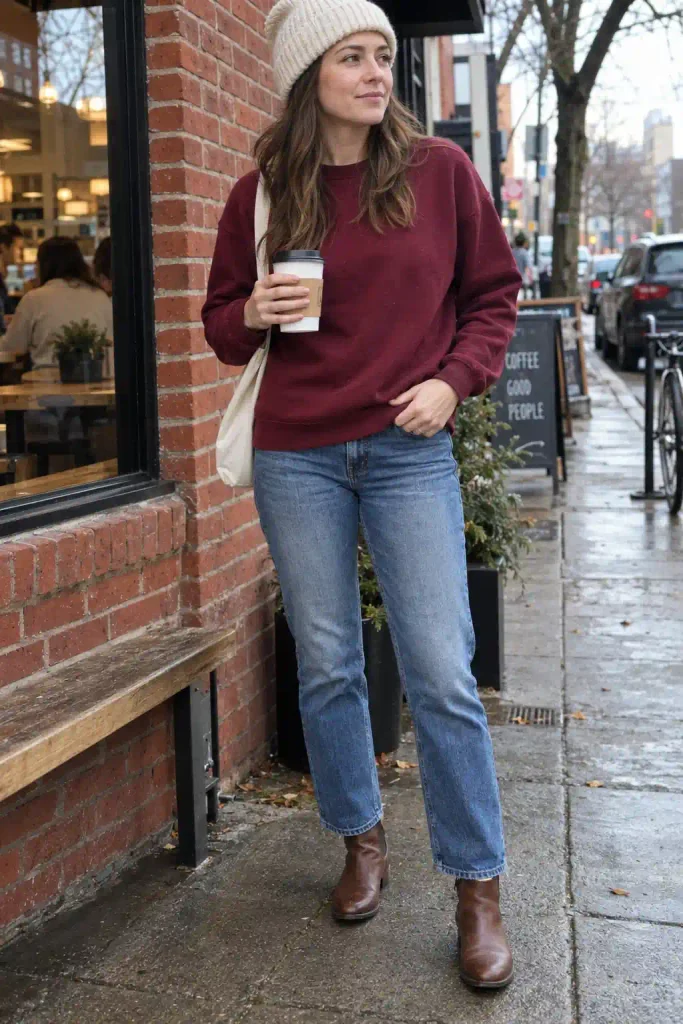 Burgundy sweatshirt with