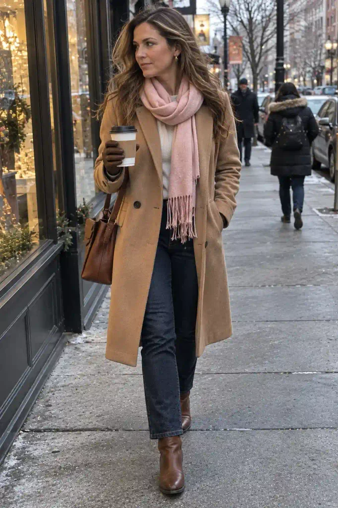 Camel wool coat with 