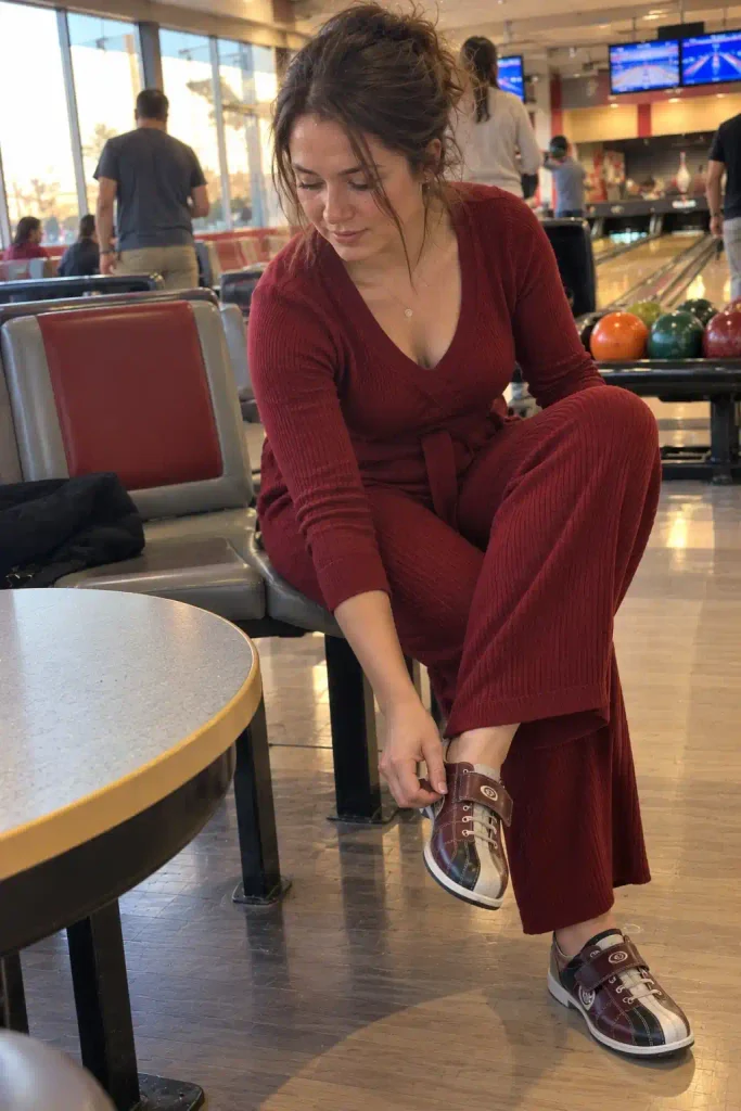 Casual jumpsuit in deep red