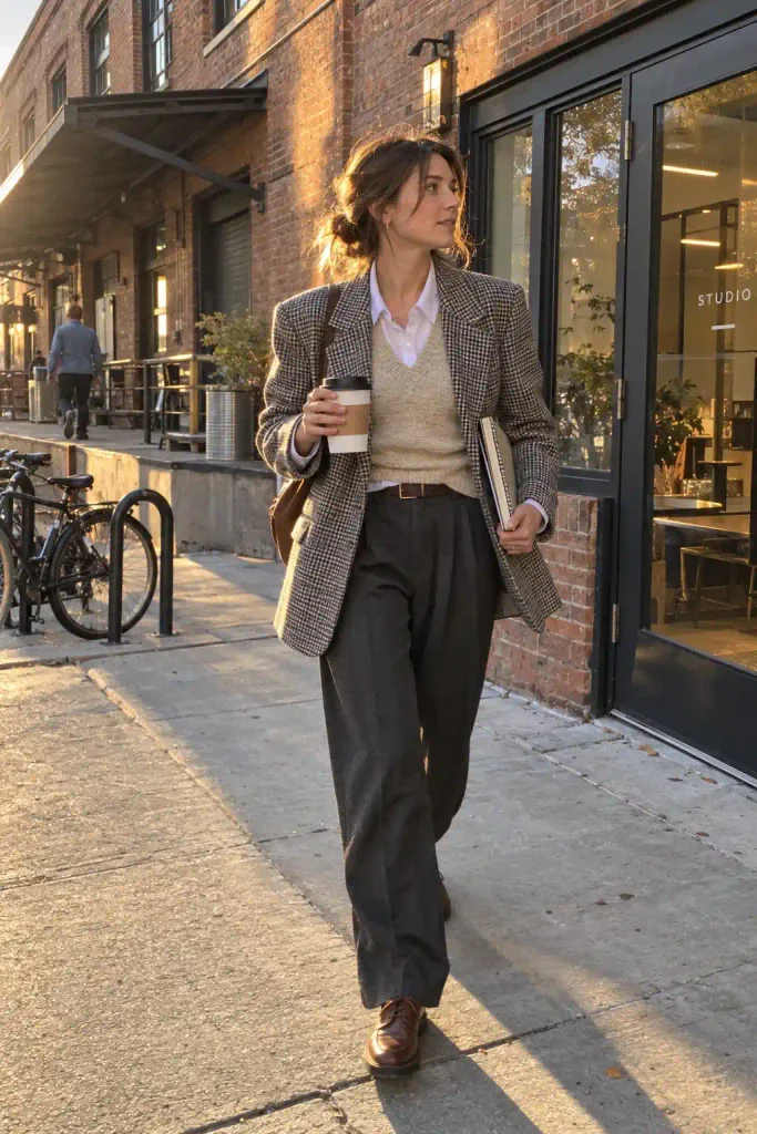 Check blazer with a