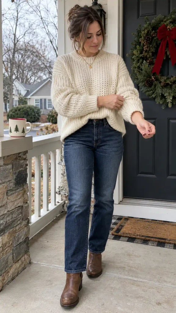 Chunky cream sweater and