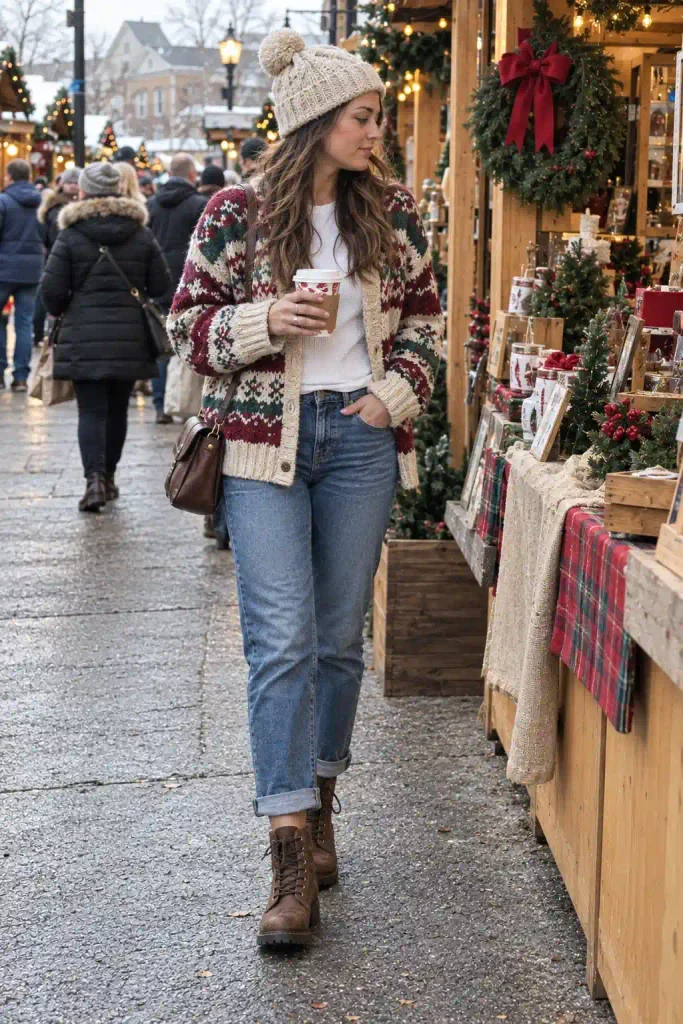 Chunky fair isle cardigan with