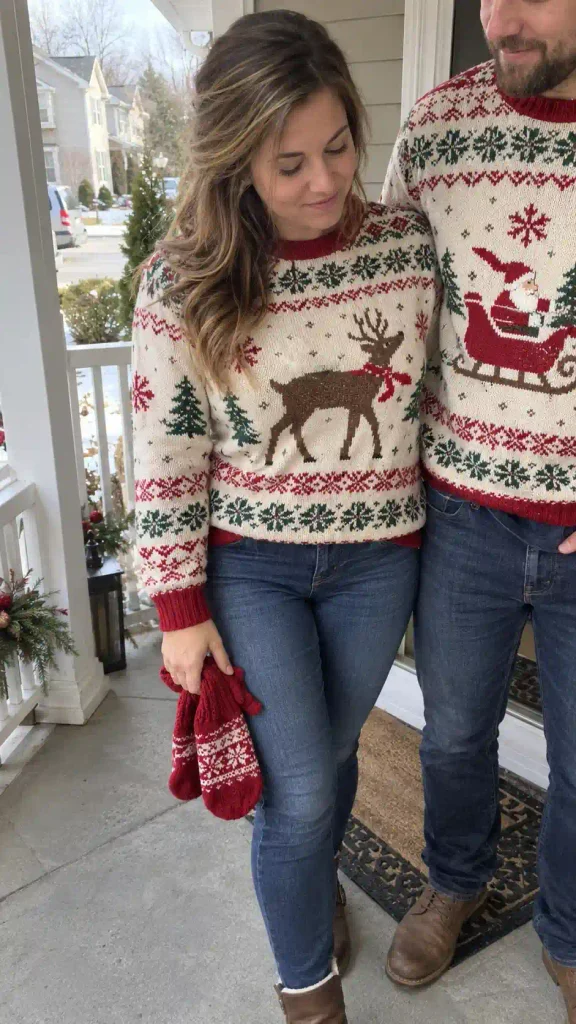 Coordinated Christmas sweaters