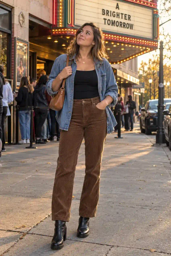 Corduroy pants and a fitted top
