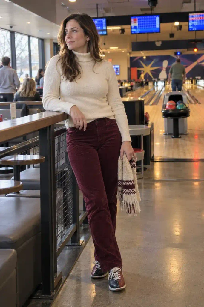 Corduroy straight-leg pants