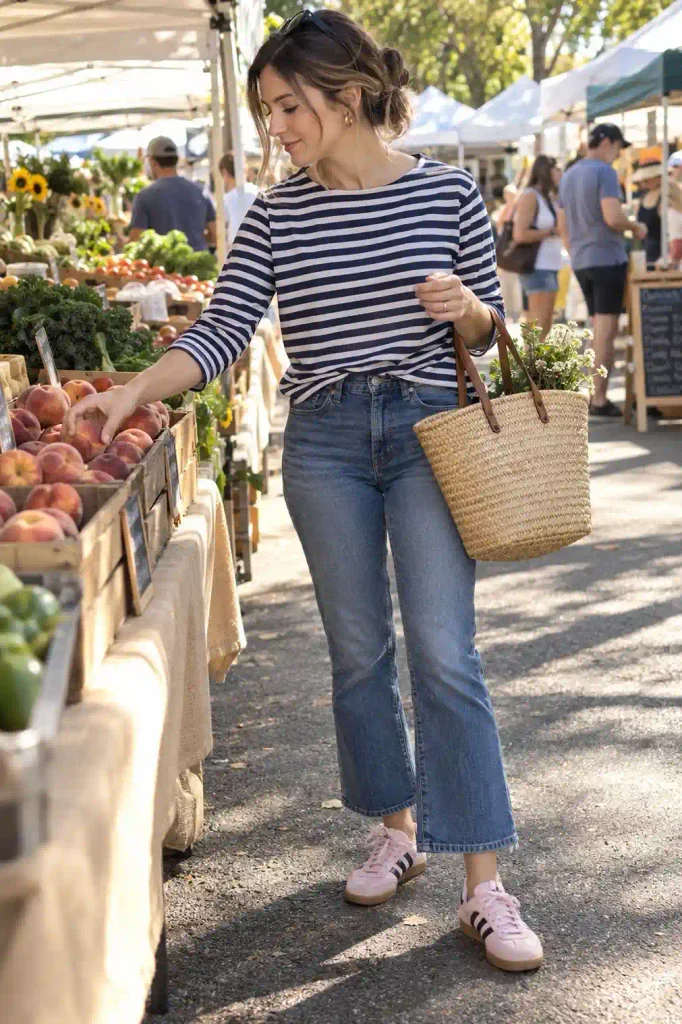 Cropped flare jeans and