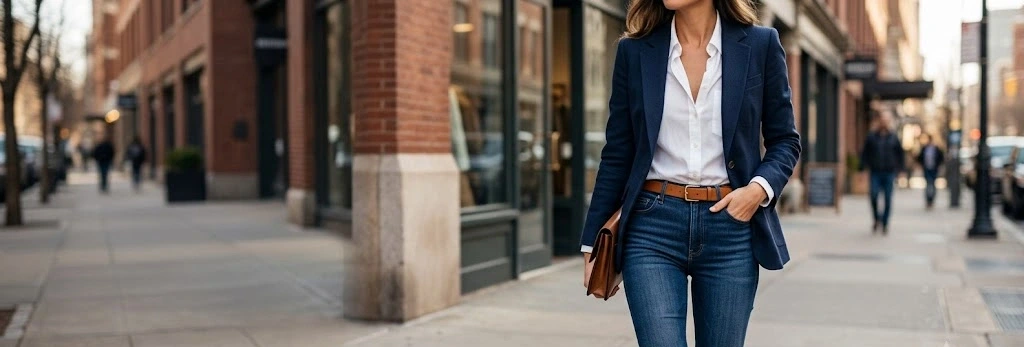 Dark Jeans and Blazer Outfit Ideas