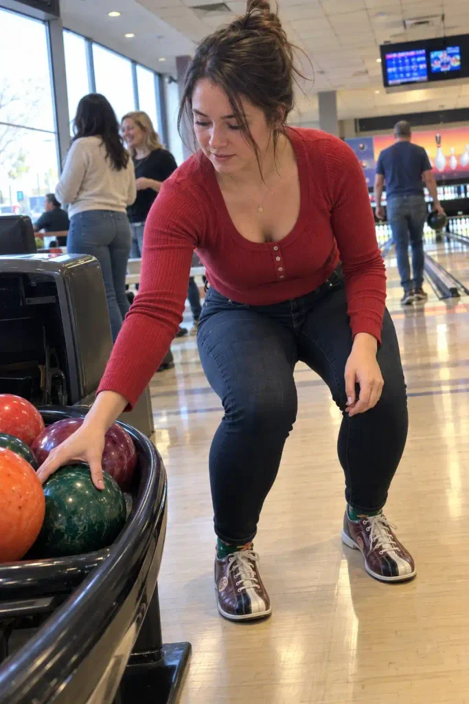Dark skinny jeans with a red top