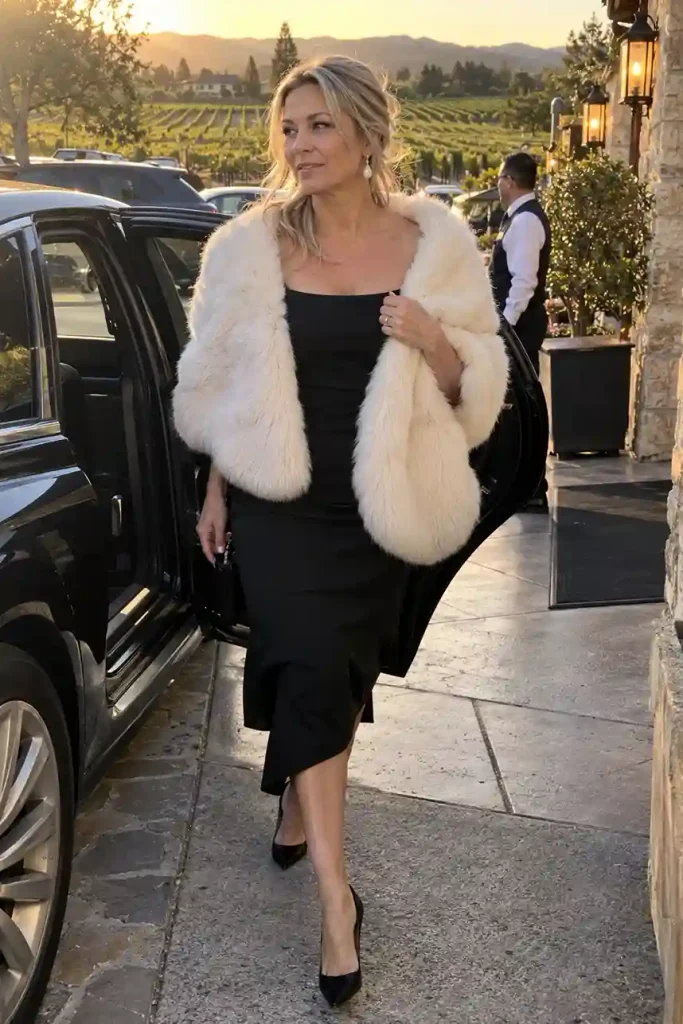 Faux fur stole or cropped cape blazer