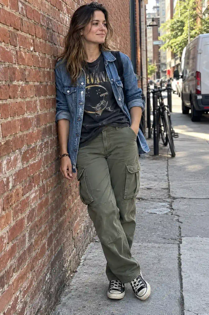 Graphic tee and cargo pants
