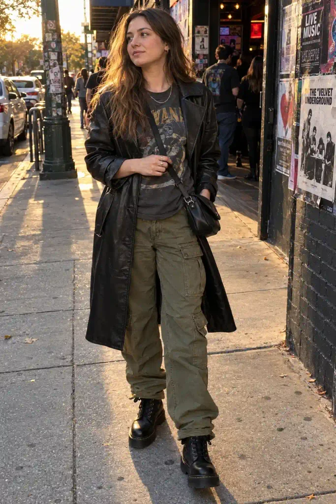 Graphic tee, cargo pants