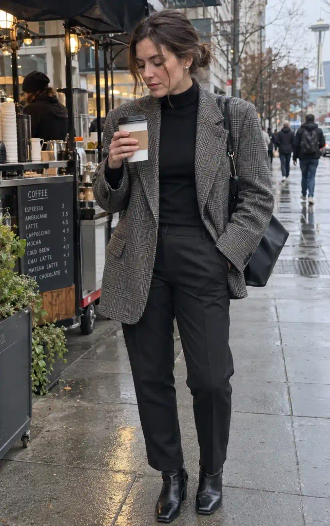 Grey check blazer with