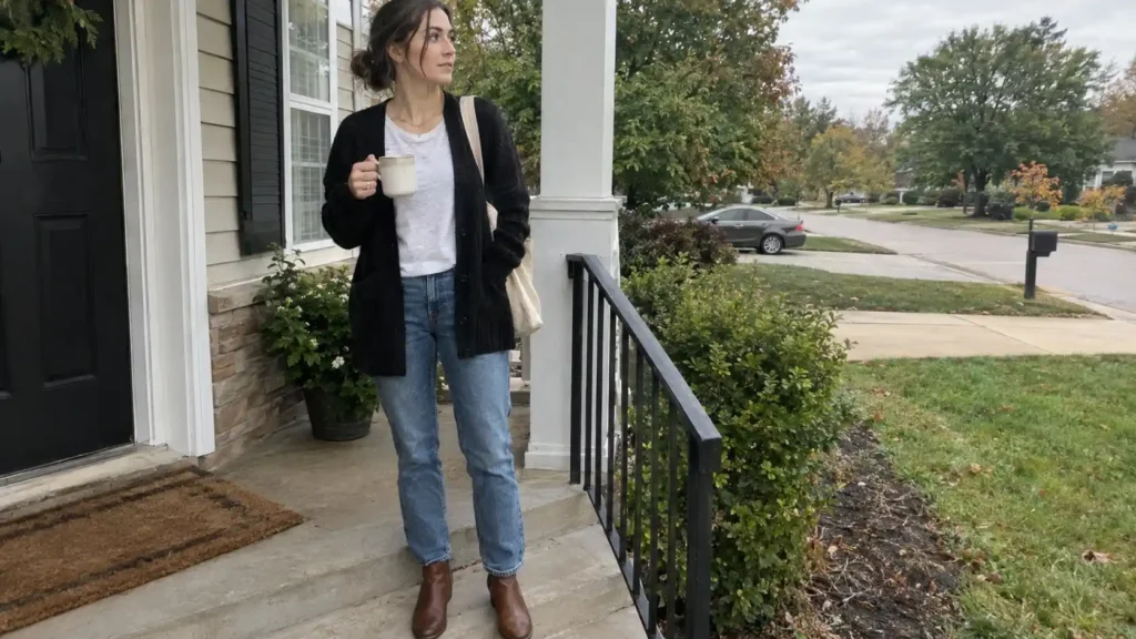 Jeans And Black Cardigan