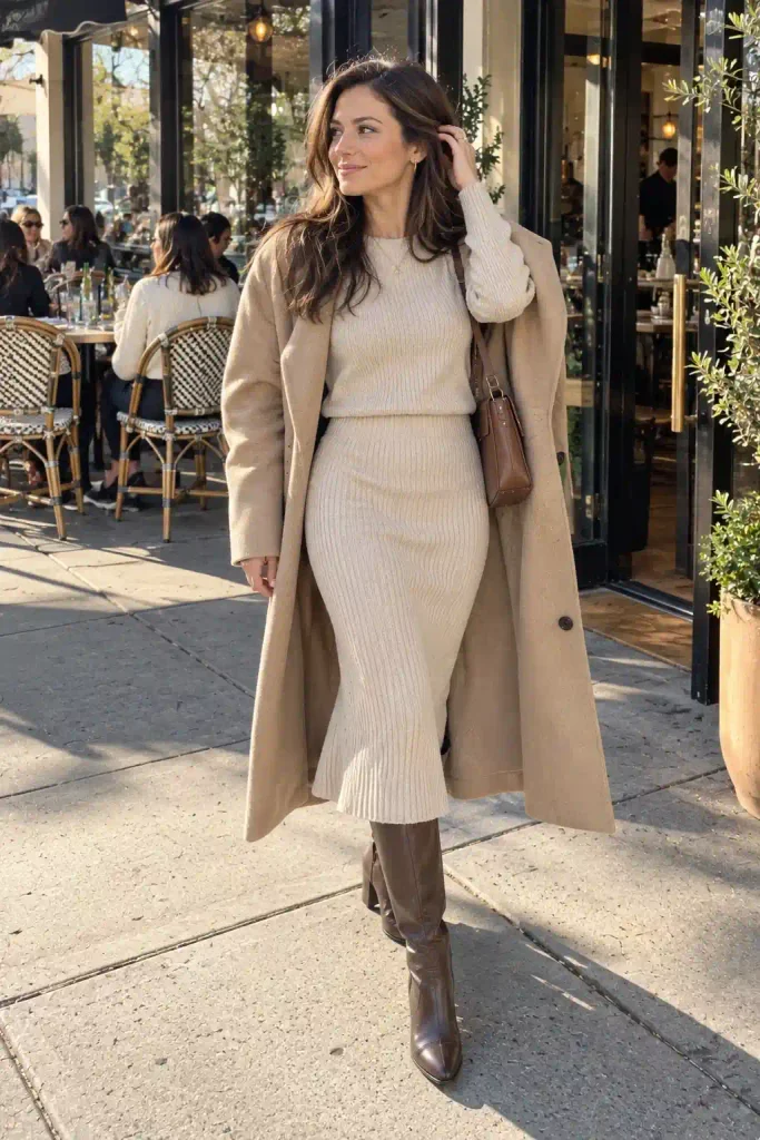 Knit midi skirt with a matching set