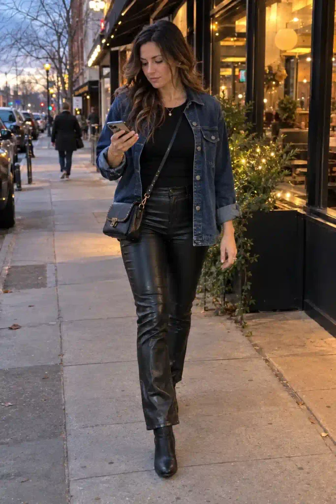 Leather and faux leather pants