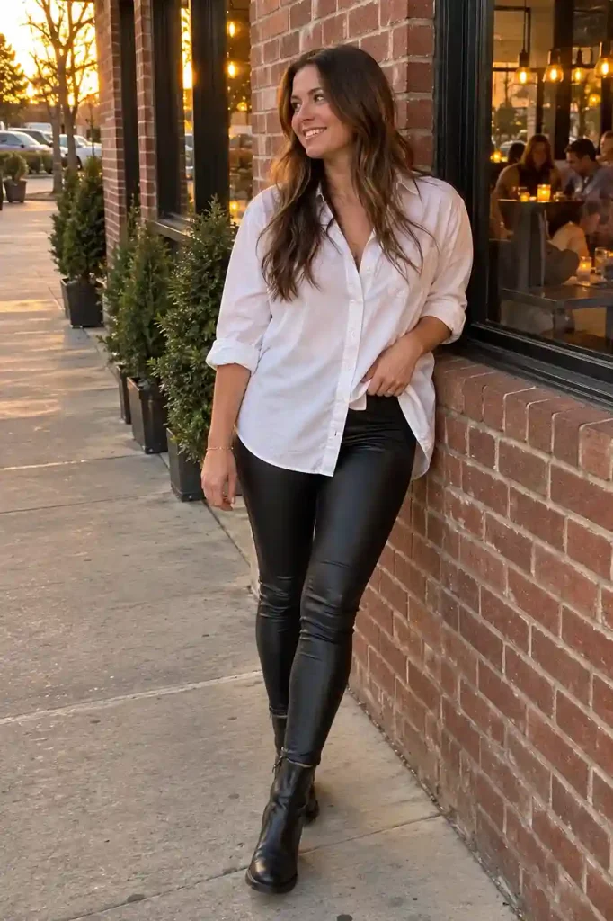 Leather-look leggings