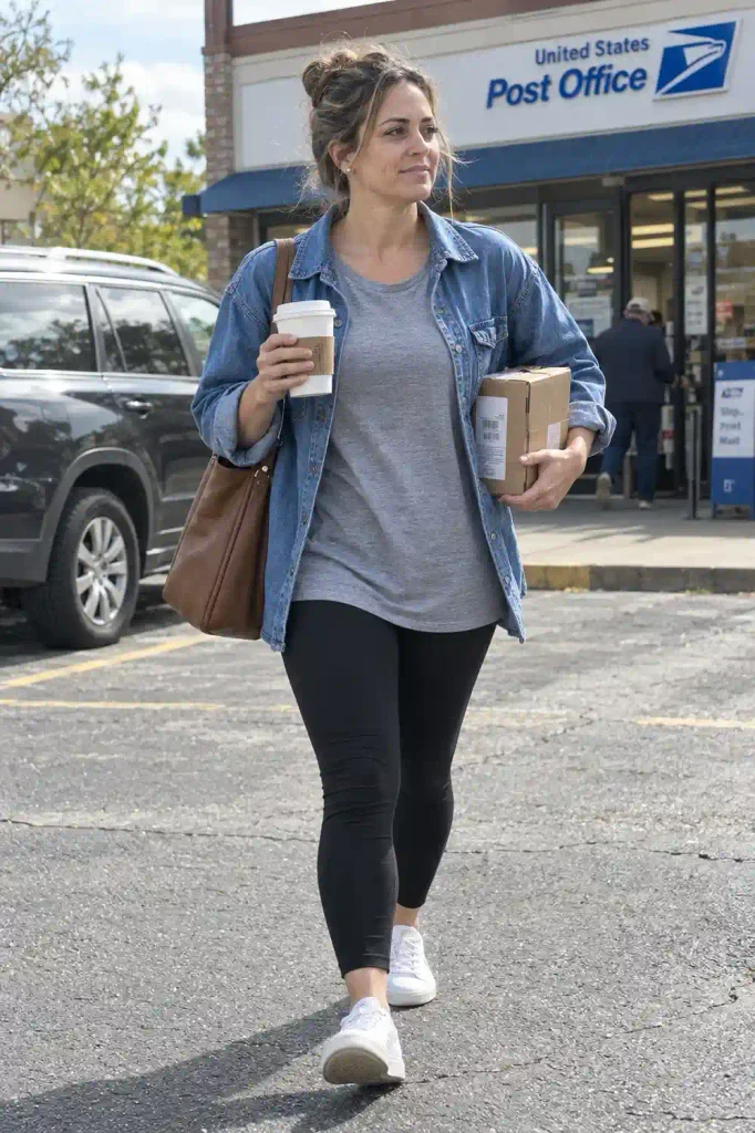 Leggings and long tee for errands