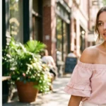 Light Pink Off Shoulder Top Outfit Ideas