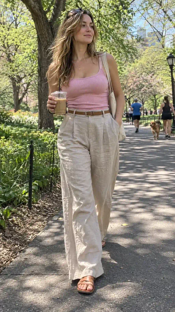Light brown linen trousers