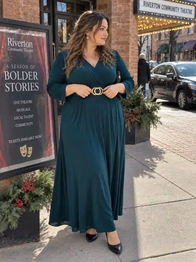 Long-sleeve maxi with a statement belt