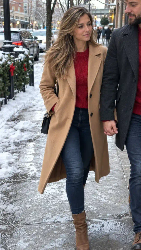 Long wool coats in contrast
