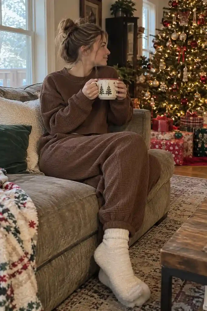 Matching brown loungewear set
