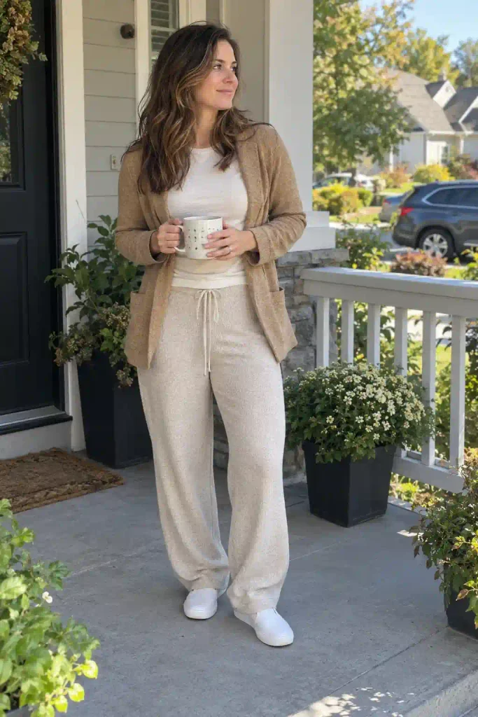 Matching knit trousers