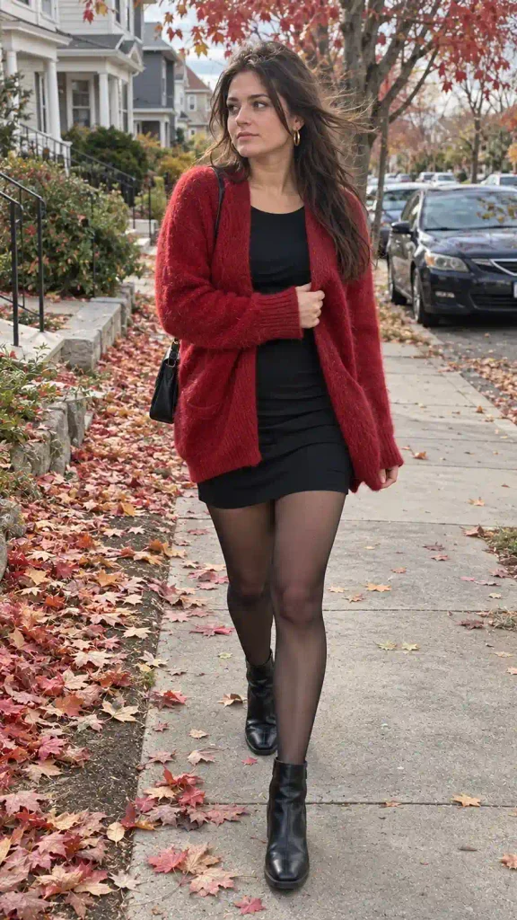 Mohair cardigan with a mini dress