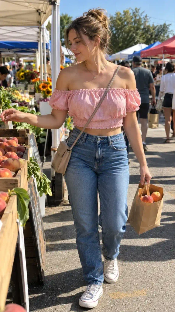 Mom jeans and a cropped