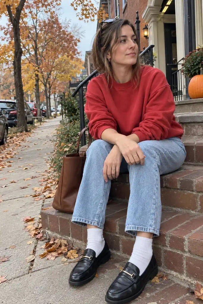 Mom jeans and loafers