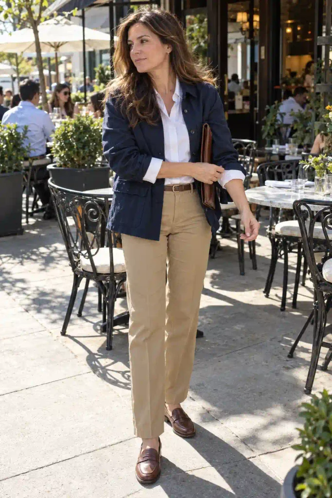 Navy twill shacket with 