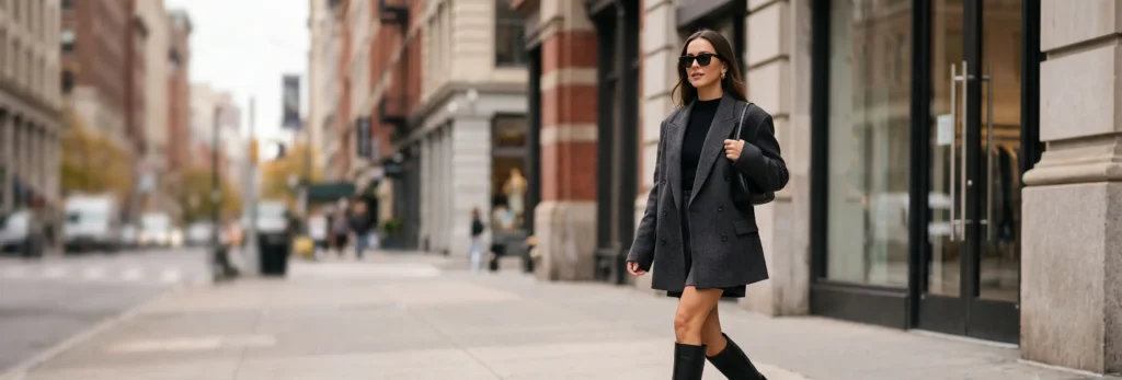 Oversized Blazer Boots Outfit
