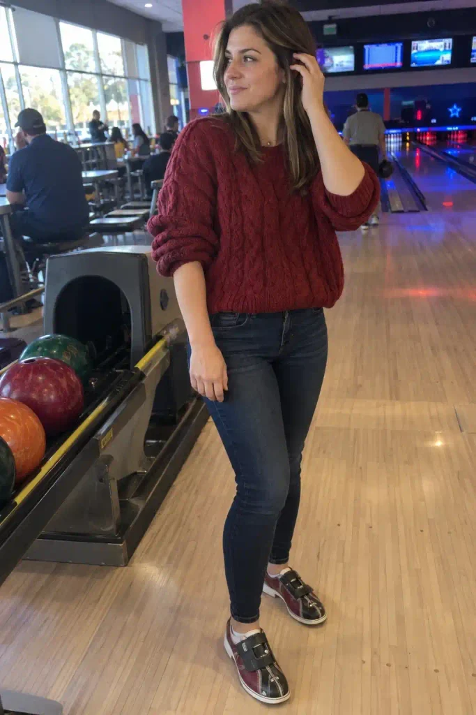 Oversized cable knit in cranberry